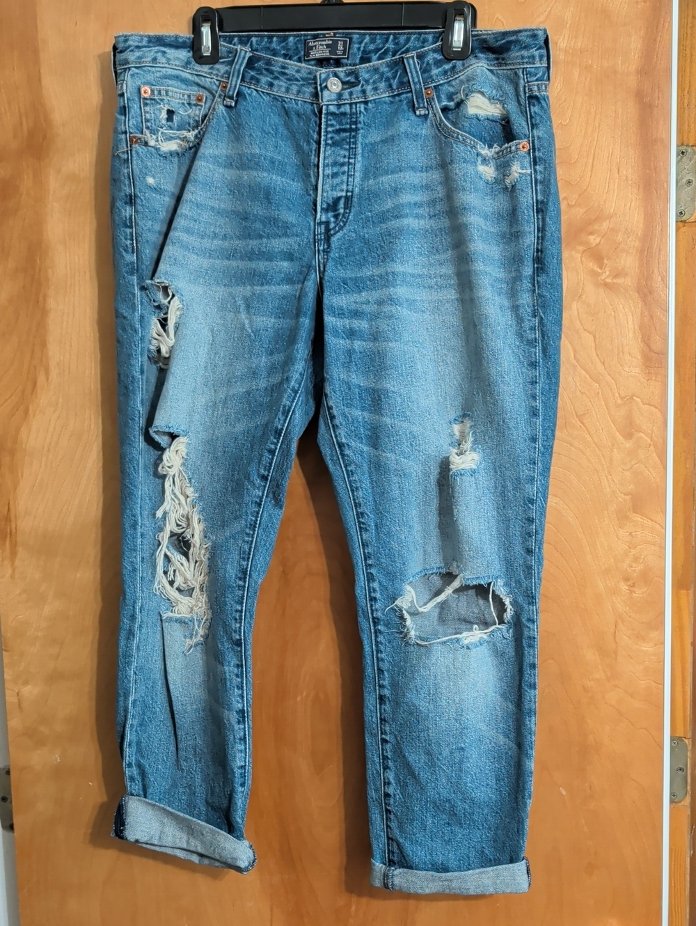 Abercrombie & Fitch Distressed Light Blue Boyfriend Jeans